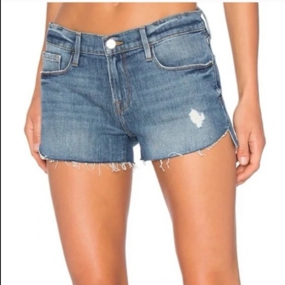 FRAME  Le Cutoff Valle Tulip Hem Denim Shorts - Picture 1 of 10